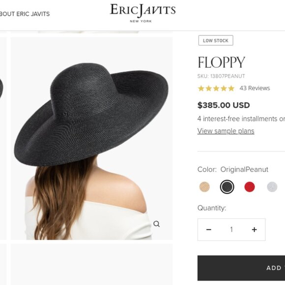 Eric Javits hat large black floppy hat Squishee wide brim - Picture 2 of 9